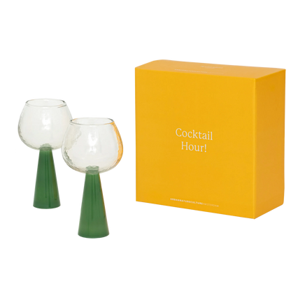 Set of 2 Jade Green Spritz Cocktail Glasses